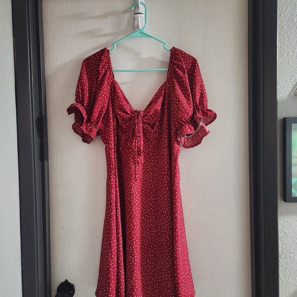 Elegant Red Polka Dot Dress